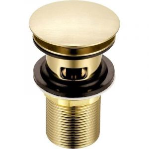 Bouchon d'&eacute;vier &agrave; fente en or bross&eacute; Bonde de lavabo escamotable en laiton en forme de champignon pour lavabos de salle de bain &agrave; d&eacute;bordement