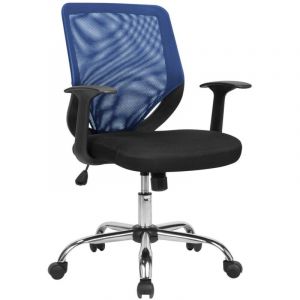 Serena - Chaise de bureau Albany, Chaise de direction en maille avec accoudoirs, Si&egrave;ge de bureau ergonomique, Cm 60x54h90/98, Noir et Bleu