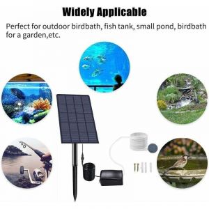 Pompe &agrave; oxyg&egrave;ne Solaire enfichable 2.5W, Pompe Bassin Solaire, A&eacute;rateur d'aquarium, Pompe &agrave; air, A&eacute;rateur de p&ecirc;che, avec Tuyau Pierre &agrave; air, pour