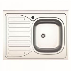 Evier de cuisine &agrave; poser monocuve avec &eacute;gouttoir &agrave; gauche 80x60 cm - Samet SA30SX