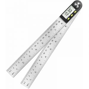 SNQ - Numérique Règle D'angle Rapporteur, Mesure d'angle à 0°-360°, Mesure d'angle en acier inoxydable avec écran lcd, Règle en acier inoxydable pour