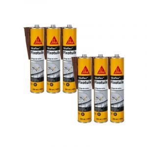 Lot de 6 mastic-colles souples SIKA Sika Fixotuile - Terre cuite - 300ml