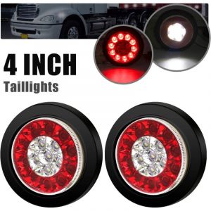 [3 Modes]2CPS 4" LED Feu Arri&egrave;re de Freinage Rouge/Blanc,16LED Feux Arri&egrave;re Indicateur Chrome Anneau &eacute;tanche IP67