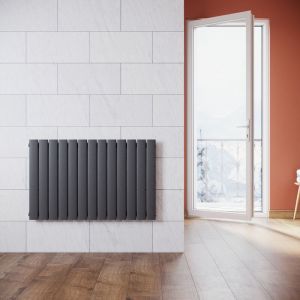 Sonni - Radiateur eau chaude en acier Conception murale Vertical Tube plat Radiateur chauffage central 630x1004mm Panneau Unique Anthracite (684W)