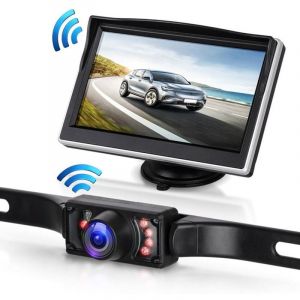 Cam&eacute;ra de recul, syst&egrave;me de surveillance de voiture avec vue arri&egrave;re de 5 pouces, cam&eacute;ra de stationnement &agrave; 7 LED(Connexion filaire)