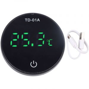 Thermom&egrave;tre num&eacute;rique pour aquarium, affichage LED pr&eacute;cis, &eacute;cran tactile, thermom&egrave;tre de r&eacute;servoir de poisson rechargeable USB avec adh&eacute;sif arri&egrave;re