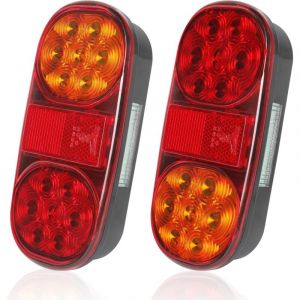 2 Pcs Feux Remorque, 12V Feux de Remorque LED- Feux Stop, Feux Position, Clignotant, Feux Plaque d'immatriculation, Catadioptre