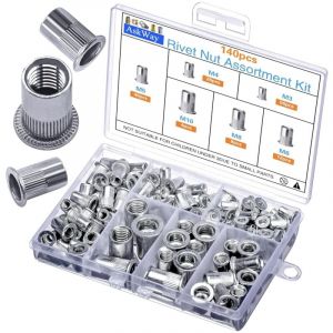 Coffret de 150 écrous à sertir zingués M3M4M5M6M8M10, tête plate, grain vertical Dolaso