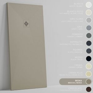 SOULBATH Receveur de Douche -R&eacute;sine -Gel Coat -Texture Lisse/Pierre -Antid&eacute;rapant -Couleur Moka - 150x90- Extra plat 3cm. Bonde de Vidage incluse