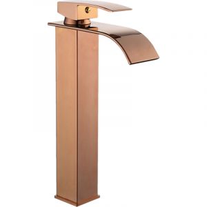 Robinet cascade Robinet d'évier de salle de bains Robinet d'eau de lavabo en laiton Robinet mitigeur à levier unique haut Robinet de lavabo à mélange