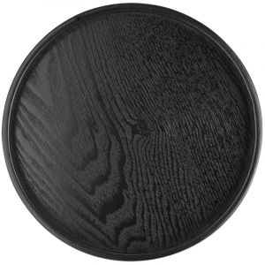 Plateau de th&eacute; en bois, grand plateau en bois noir, plateau de th&eacute; rond, plateau de nourriture pour la maison, bureau, maison de th&eacute; pour le d&icirc;ner,