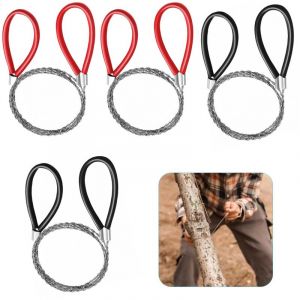 Lot de 4 scies &agrave; fil dentel&eacute;es en m&eacute;tal - Scie &agrave; c&acirc;ble en acier inoxydable - Mini scie &agrave; c&acirc;ble manuelle - Scie &agrave; cha&icirc;ne d'urgence pour l'ext&eacute;rieur,