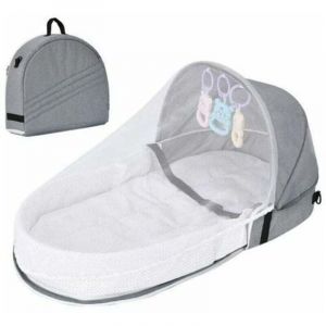 Lit de voyage pour b&eacute;b&eacute; avec moustiquaire &agrave; baldaquin, lit b&eacute;b&eacute; pliable avec moustiquaire Lit de voyage bionique en coton respirant Nid c&acirc;lin