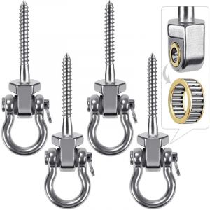 4pcs Crochet de Balan&ccedil;Oire, 12.7cm Vis Hamac Cintre de Balan&ccedil;Oire kit de Fixation Pivotant pour Chaise de Jeux D'Ext&eacute;Rieur, Corde de Yoga, Sac de