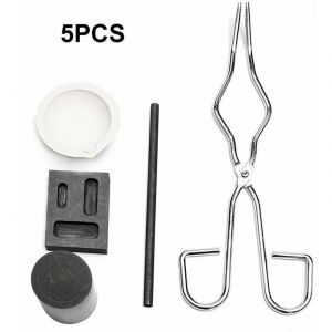 5Pcs Resistant a La Chaleur Coulee De Lingotiere Outil Smelting Or Argent Fournaise Kit Scrap Bijoux Raffinage De Fusion Metal Or Forge Set Graphite