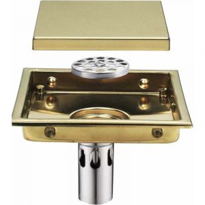 RHG Drain de Douche 150x150mm Siphon de Sol Carr&eacute; Caniveau de Douche 304 Acier Inoxydable Anti-Od Drain de Plancher