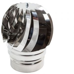 Extracteur de fum&eacute;e et vent de chemin&eacute;e &oslash; 22 cm globe tournant ronde (raccord m&acirc;le) Rotatif &Eacute;olien en acier inoxydable