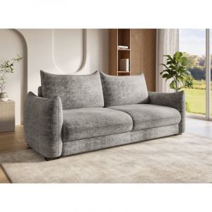 Deco In Paris - Canap&eacute; convertible avec coffre 3 places en velours chin&eacute; gris