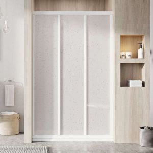 Ravak - Supernova - Porte de douche en trois parties ASDP3-120, 117-121 cm, blanc/Pearl 00VG01R211