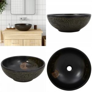Vidaxl - Vasque à poser noir rond Φ41x14 cm céramique - Lavabo Suspendu - Lavabo Design - Lavabo Céramique - Évier Salle De Bain - Meuble Salle De