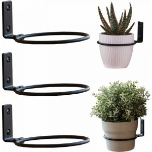 Serbia - Support Mural pour Pot de Fleur, 3 Pièces Anneau de Pot de Fleurs en Métal, Porte Pot de Fleur Anneau, Pliable, avec Vis, pour Jardins