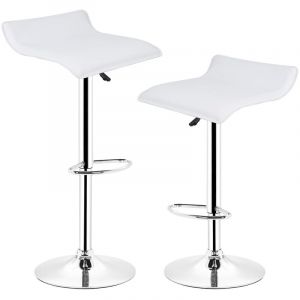 Haloyo - Tabourets de Cuisine en Cuir Synthétique ® lot de 2 avec repose-pieds,Design Moderne et Ergonomique,blanc