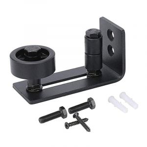 Ensoleille - Rail de porte coulissante robuste pour portes de grange, butée en acier au carbone noir 8 en 1, conception à fond affleurant, panneaux