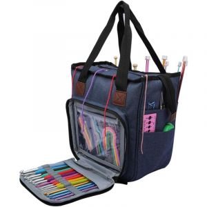 Alovez - Sac de rangement de laine à tricoter grande capacité, sac de rangement pour tricot, sac fourre-tout pour le rangement de la laine, sac de