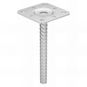 Fixtout - Embase pied de poteau carrée zinguée à ancrer - 130 x 205 x 3,0 mm