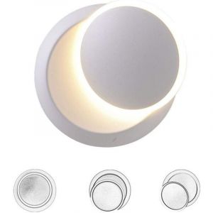 Appliques Murales Interieur Blanc Lampe Murale LED 5W Moderne Applique Murale Blanc Chaud Créatif Eclipse 2 en 1 Fer Applique Murale Lampe Led (Blanc)