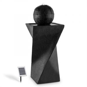 Blumfeldt - Fontaine solaire sur socle de basalte avec boule d&eacute;co (200 l/h, lumi&egrave;re LED, batterie)