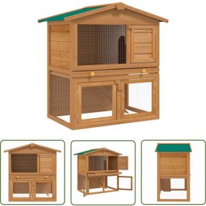Clapier d'extérieur Enclos pour petits animaux 3 portes Bois - Cage à Lapin - Clapier Extérieur - Abri Animal - Espace Exercice - Enclos Pour Petit