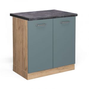 Vicco - Meuble bas sous-&eacute;vier R-Line, Bleu-gris, 80 cm, pt Anthracite