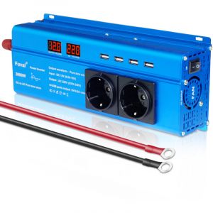 Applicable Convertisseur 12V 220V Pur Sinus 1500W 3000W Onduleur de Puissance Pur Sinus 2 LED 2 Prises 4 USB