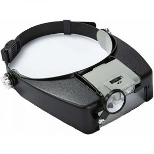 Lunettes Loupe Grossissante Helmet avec &Eacute;clairage LED - 1.5X - 10X Zoom - Casque Loupe Frontale Serre T&ecirc;te avec Lumi&egrave;re pour Lecture, Bijoutier,