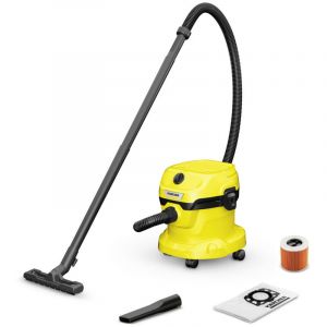 Karcher Aspirateur de chantier eau et pousi&egrave;re WD 2 Plus V-12 4 18 1000W cuve polypro avec soufflerie Cable 4m et flexible 1,8m, avec filtre