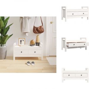 Banc d'entrée Blanc 80x40x43 cm Bois de pin massif - Banc D'entrée - Banc Coffre - Meuble D'entrée - Rangement Intérieur - Banc Design