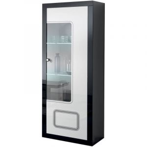 Altobuy - robbie - Vitrine 1 Porte Droite Laqué Noir et Blanc