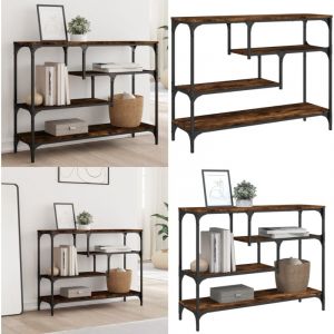 Table console chêne fumé 100x30x75 cm bois d'ingénierie - Table Basse - Meuble D'entrée - Table D'appoint - Table Console - Table Industrielle - Home