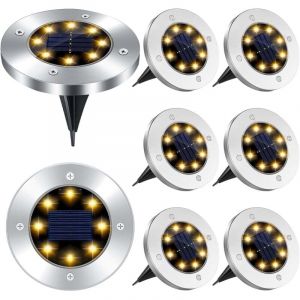8 LED Lumi&egrave;re Solaire Ext&eacute;rieur,8 Pi&egrave;ces Lampe Solaires Jardin Au Sol &Eacute;tanche IP65,Spot Solaire Jardin Encastrable Lumi&egrave;re,pour Passerelle Chemin
