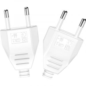 Ccykxa - a Blanc 2 Pi&egrave;ces Fiche Europ&eacute;enne Plate, Prise Electrique Male 250V 2.5A, Fiche Euro Fiche D'alimentation Domestique D&eacute;corative &agrave; Encastrer
