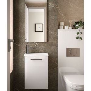 Meuble lave mains + miroir Couleur Blanc brillant