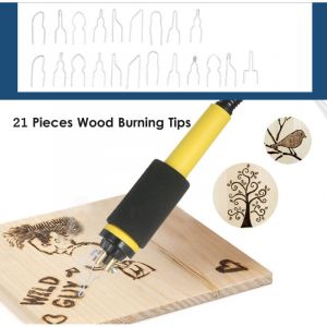 Kit de pyrogravure 60 W 220 V, 55 pi&egrave;ces, pour bois et cuir. Temp&eacute;rature r&eacute;glable de 0 &deg;C &agrave; 800 &deg;C. Fer &agrave; souder &eacute;lectrique, kit de soudure plastique