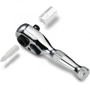 Cl&eacute; &agrave; molette courte de 6,35 mm (1/4 pouce), douille et entra&icirc;nement hexagonal, 72 dents, alliage chrom&eacute;, surface chrom&eacute;e