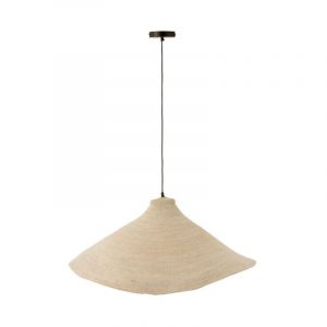 Paris Prix - Lampe Suspension en Jonc 'Cône' 82cm Blanc