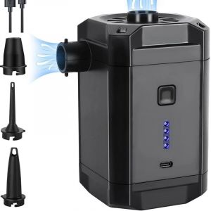 Pompe à Air Électrique Gonfleur Dégonfleur,5200mAh Gonfleur Matelas Gonflable avec Gonflage/Dégonflage Rapide,280L/Min Gonfleur Electrique avec 3