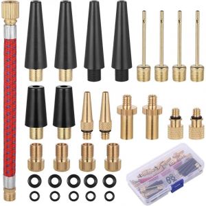 33 Pi&egrave;ces Embout Pompe &agrave; V&eacute;lo, Embout Gonflage Ballon, Aiguille Gonflage Ballon avec Bo&icirc;te de Rangement, Adaptateur de Pompe &agrave; air pour Compresseur