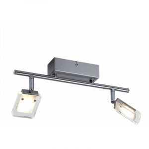 Wofi - Plafonnier led spot salon argent 2 vantaux orientable IP20 7614.02.01.0000