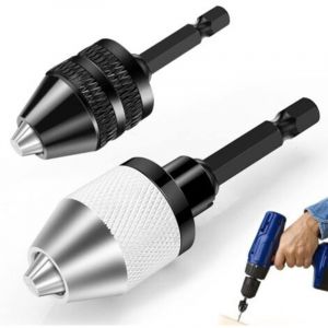 2 pi&egrave;ce Mandrin Perceuse, Mandrin Autoserrant Hexagonale 6.35mm (1/4"), Mandrin pour Visseuse Capacit&eacute; 0.3-6.5mm, Mandrin de Per&ccedil;age Sans Cl&eacute;, pour