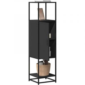 Torana - Buffet haut noir 35,5x35x139 cm bois d'ing&eacute;nierie et m&eacute;tal